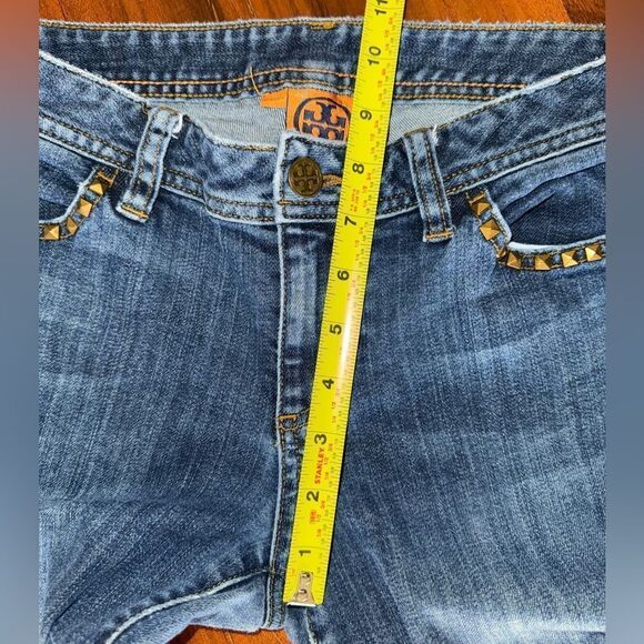 Tory Burch Straight Leg Blue Jeans with spike studding embellishments - Picture 7 of 9